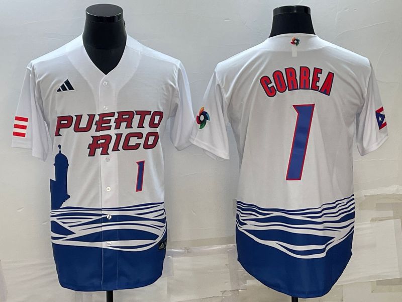 Men 2023 World Cub #1 Correa White MLB Jersey1->more jerseys->MLB Jersey